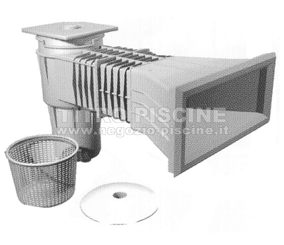 Skimmer allungato con coperchio a molla e cornice decorativa