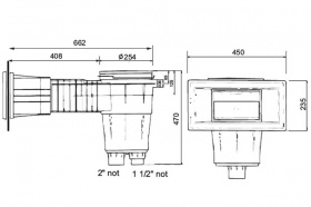 Abbozzo dello skimmer per piscine in cemento