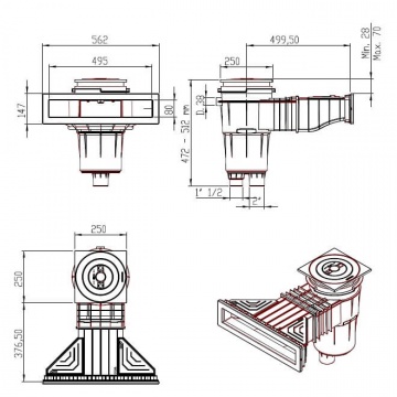 schizzo tecnico skimmer