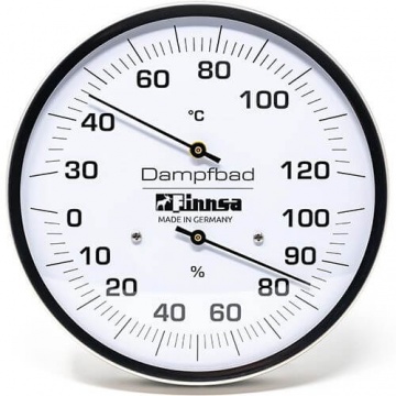 IGROMETRO – TERMOMETRO con cornice rotonda in metallo PER SAUNE A VAPORE (turche)