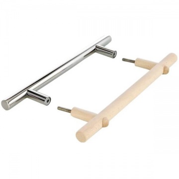 Set di maniglie in acciaio inox e legno per sauna secca