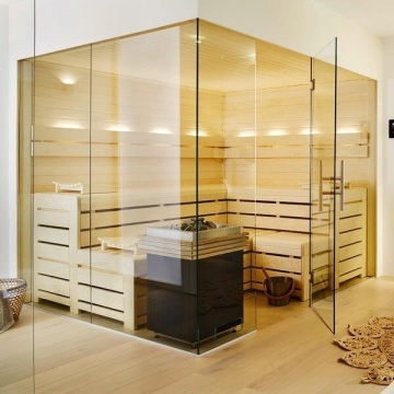 stufa con protezione nella sauna